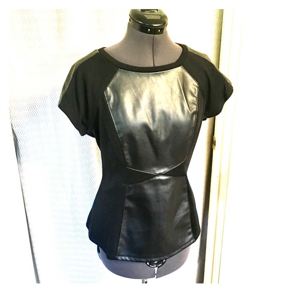 Pleather patterned peplum style top